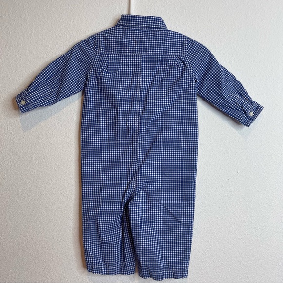 ralph lauren button down romper blue check - Picture 3 of 3